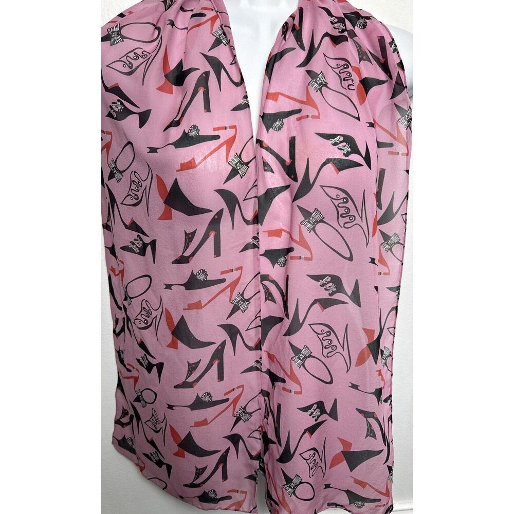 High Heel Shoes Shoe Lovers 100% Silk Scarf 60 X 10" Zazou Luxe Pink Heels